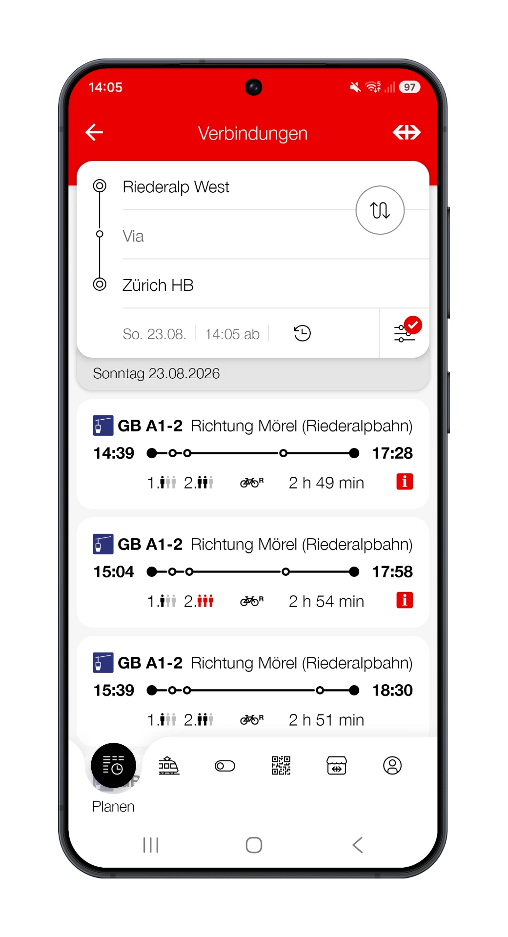 SBB Mobile App – Screenshot