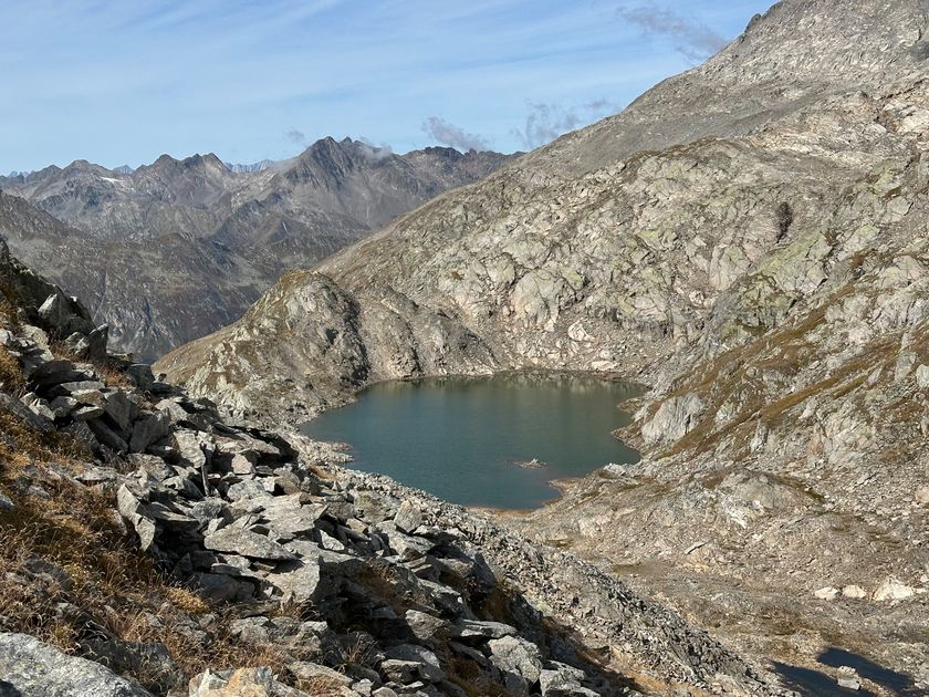 Wanderung Bovarinahütte-Lago Retico-Sasso Lanzone-Pass d' Uffiern-Pian Geirett-Scalettahütte